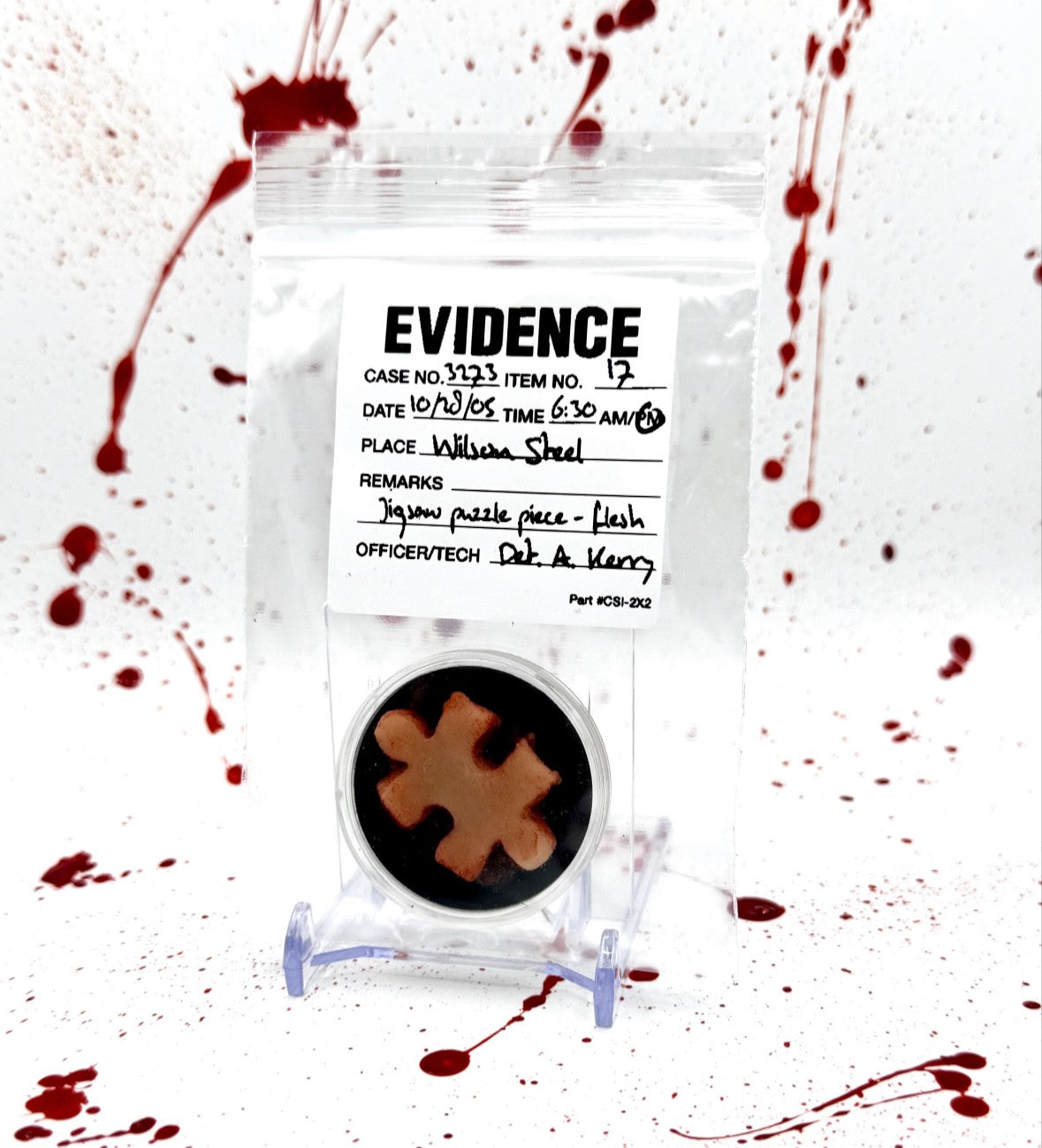 Replica Flesh Jigsaw Puzzle Piece Evidence Bag SAW