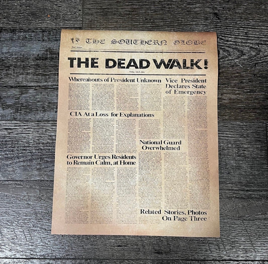 Day of the Dead “The Dead Walk” Newspaper Mini Replica 8.5”x11”