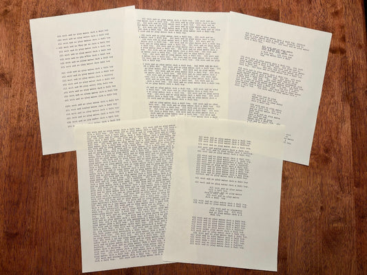 The Shining “All Work and No Play” Replica Typewriter Pages
